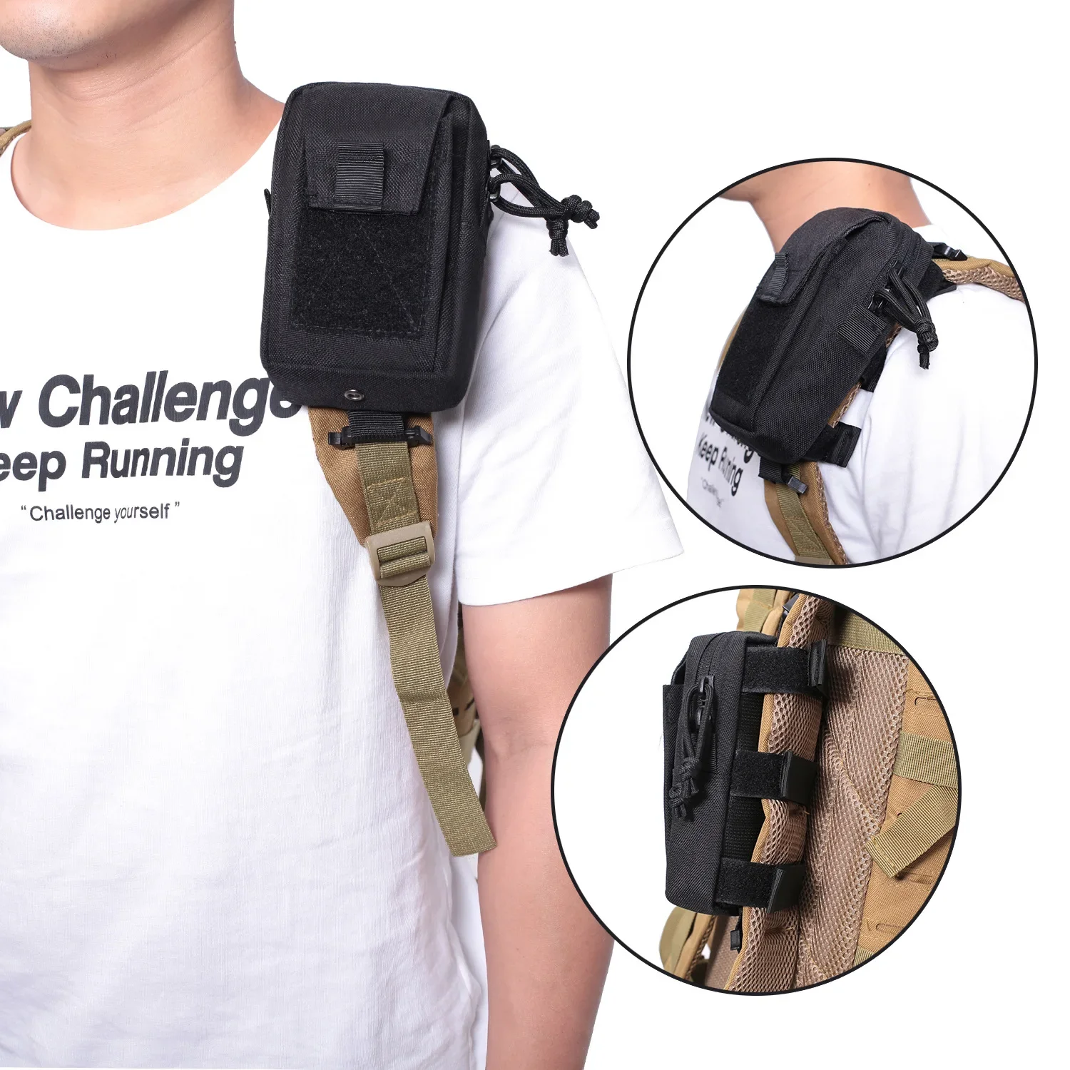 Edc Carry Belt - กระเป๋าคาดเอวพร้อมสายสะพายหลังแบบ Molle สำหรับใส่โทรศัพท์มือถือ เหมาะสำหรับกีฬากลางแจ้ง วิ่ง แคมป์ปิ้ง
