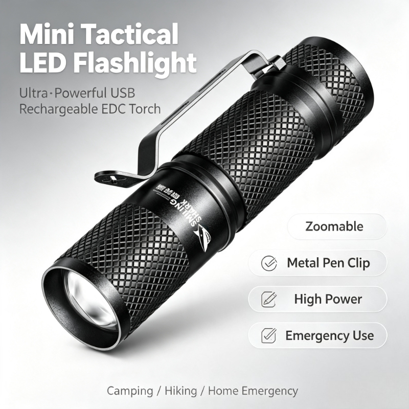 Edc Every Day Carry おもちゃ - SMILING SHARK ไฟฉาย LED ขนาดเล็กพลังสูงพิเศษ แบบยุทธวิธี
