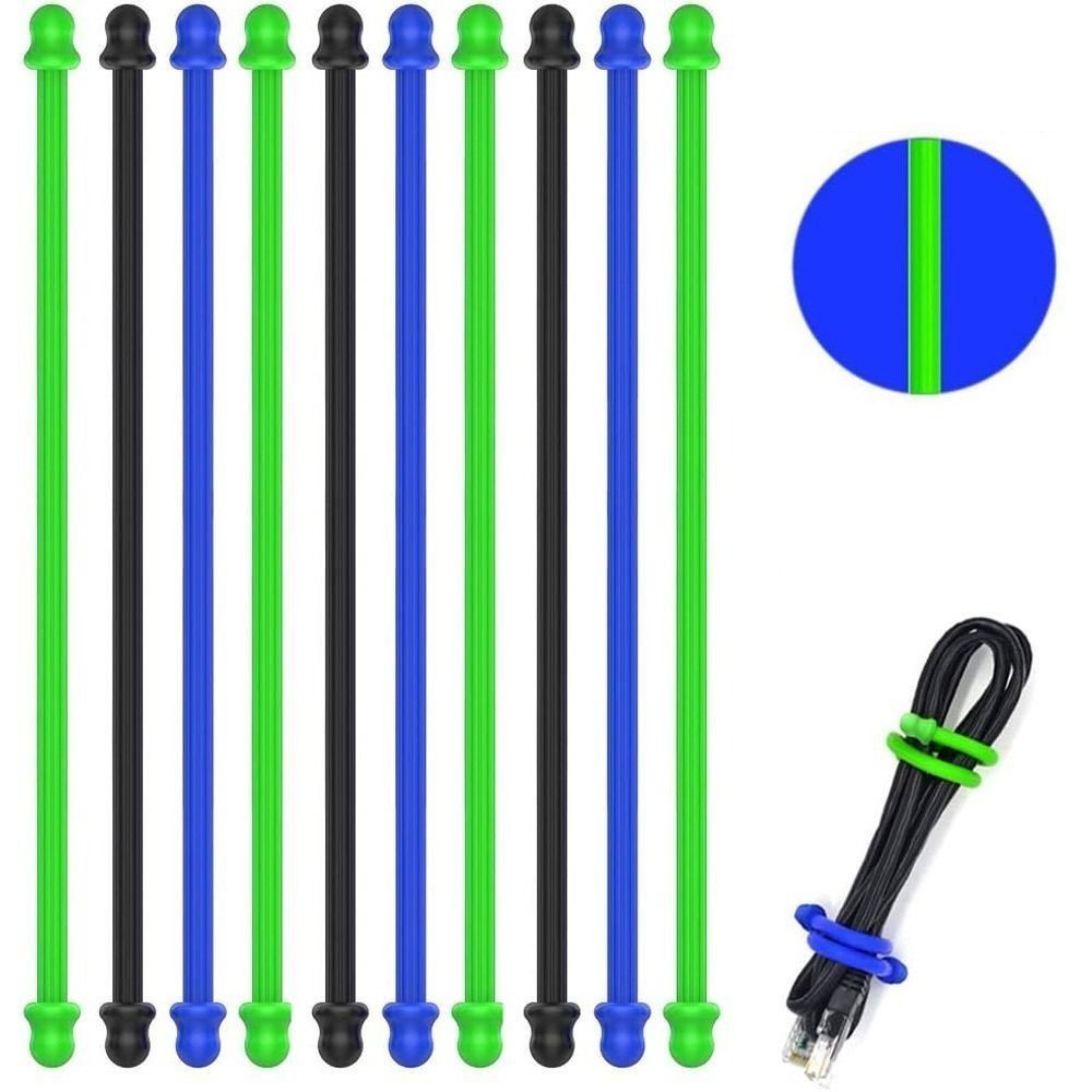 Gear Tie Reusable - ซิลิโคนดั้งเดิม5ชิ้น, แกนเหล็ก, ยางผูกเกลียวแบบใช้ซ้ำได้, สายผูกสำหรับจัดระเบียบ (เส้นผ่านศูนย์กลาง4มม. ยาว3นิ้ว)