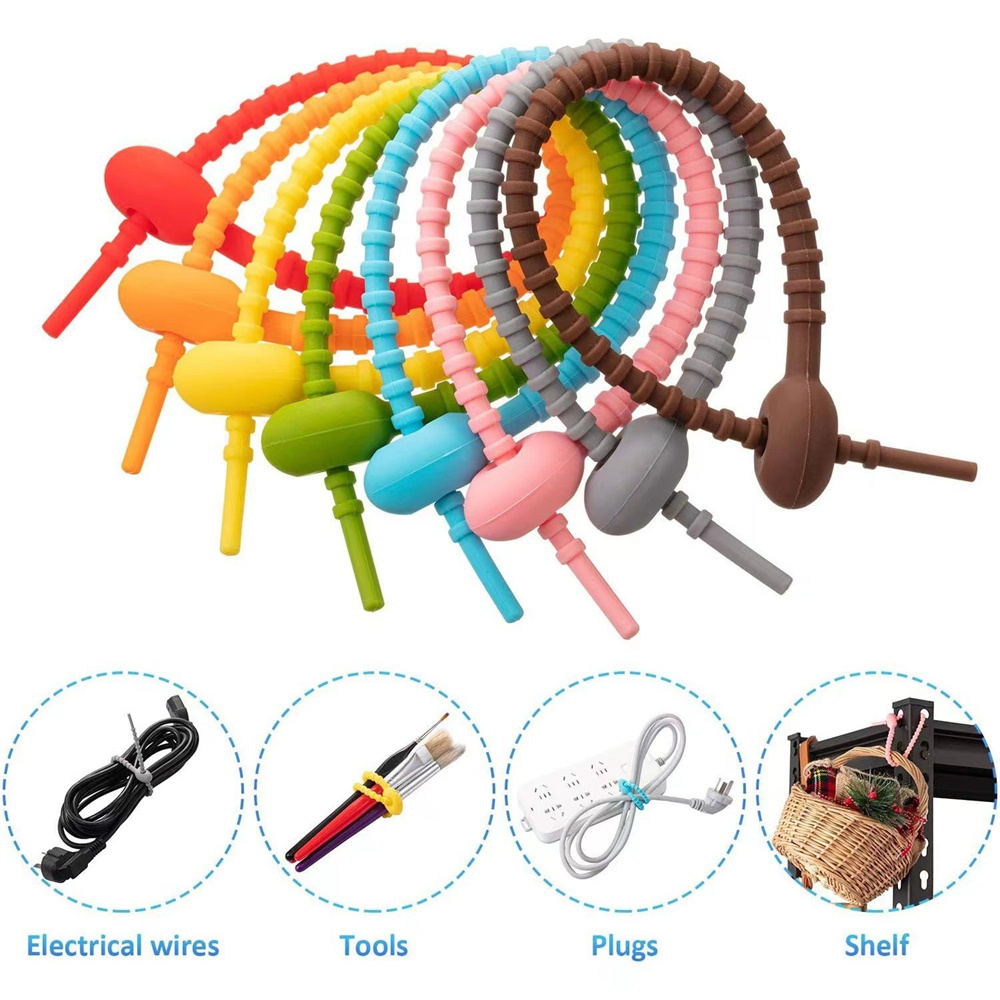 สายรัดซิลิโคนหลากสี 10 ชิ้น/ชุ - Gear Tie Reusable บทวิจารณ์และราคา